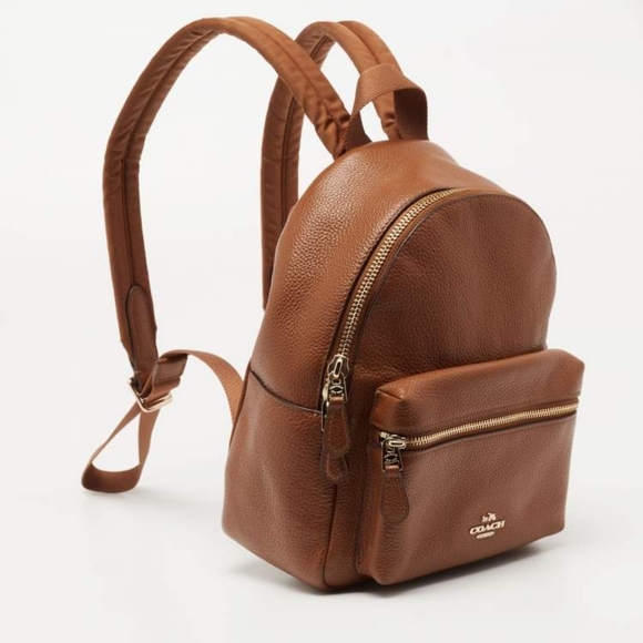 Coach Mini Charlie Brown Leather Backpack with Classic Silhouette - Picture 1 of 16